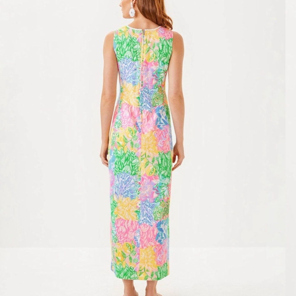Lilly Pulitzer NWT SARABETH Stretch Maxi Dress BRIGHT DELIGHT PATCH sz 6 - Picture 2 of 5